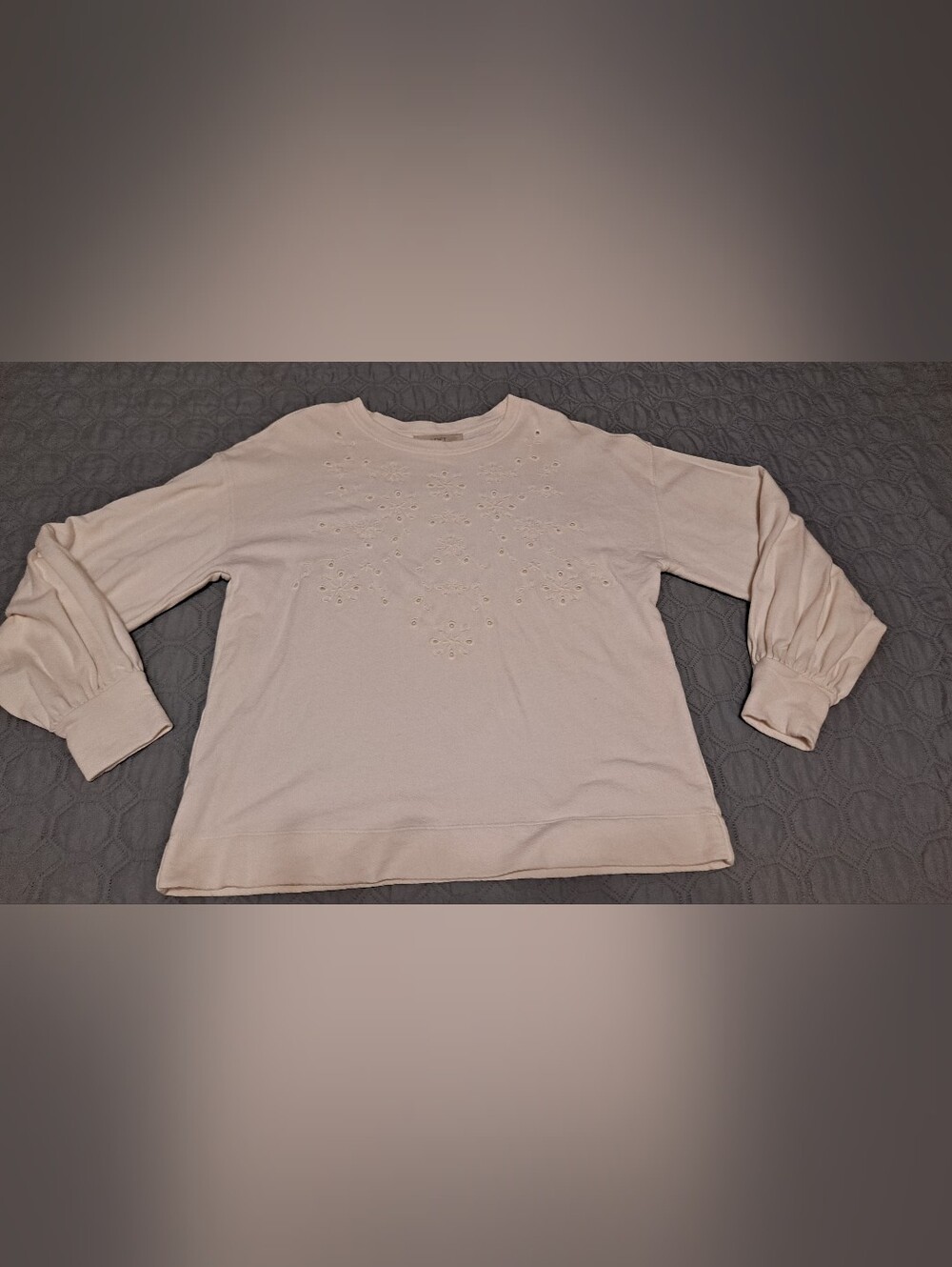 Loft Women’s White Embellished Long-Sleeve Top Sz M